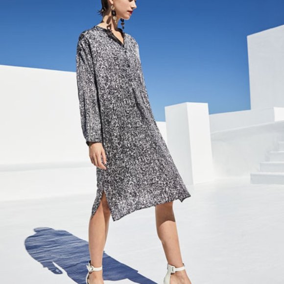 Eileen Fisher Dresses & Skirts - EILEEN FISHER Prism Print Silk Midi Dress Size M
